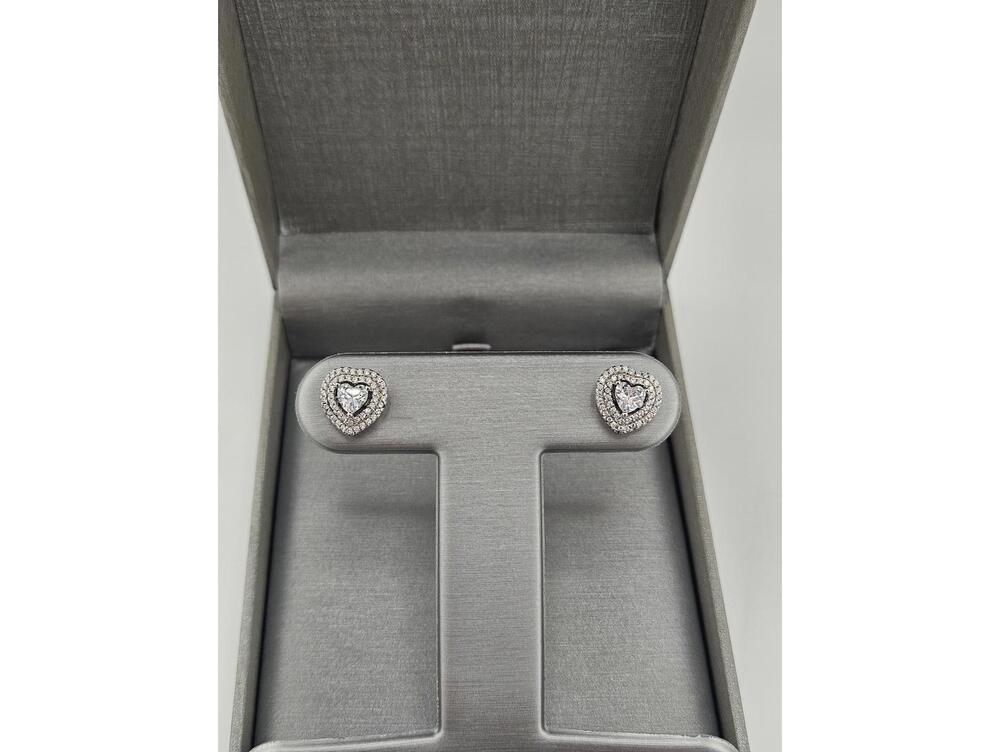 10.9mm Heart Shaped Sterling Silver Moissanite Stud Earring, Screwbacks